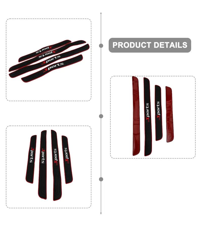 4pcs Car Door Sill Protector Black Scuff Plate Cover Sleek Waterproof Design Long Lasting - Image 3