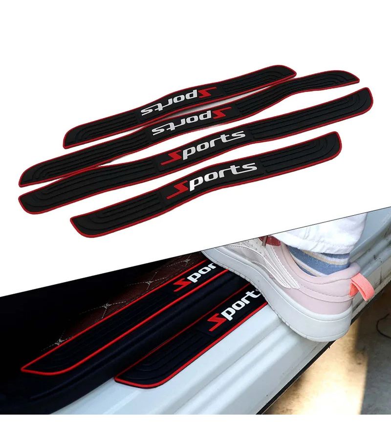 4pcs Car Door Sill Protector Black Scuff Plate Cover Sleek Waterproof Design Long Lasting - Image 5