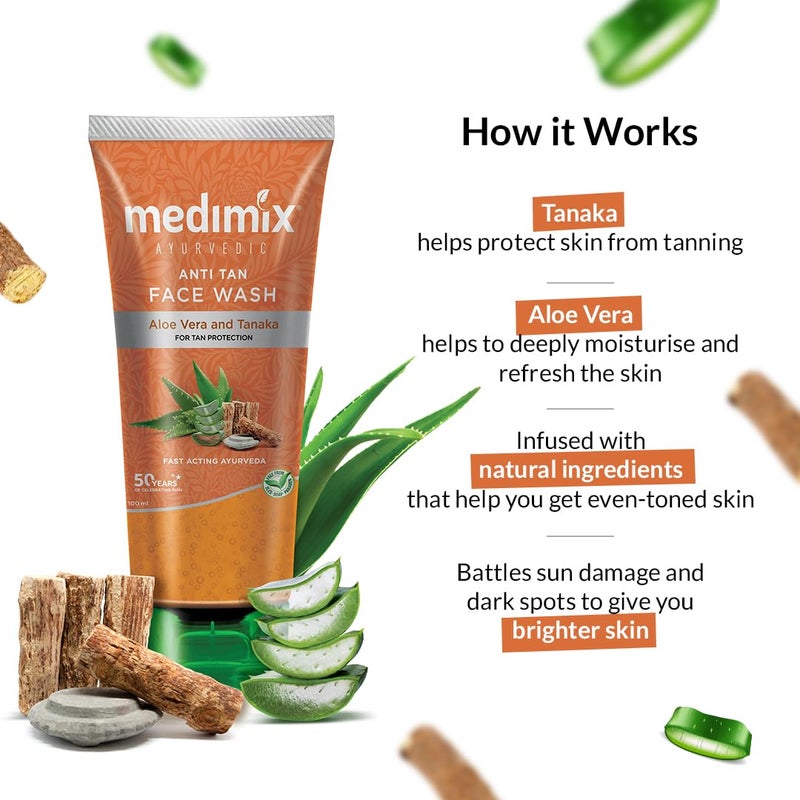 Medimix Ayurvedic Anti Tan Face Wash, 100ml (Pack of 2) - Image 3