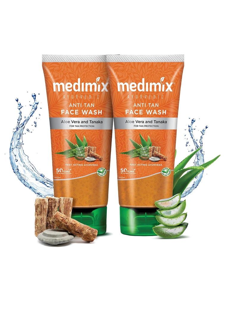 Medimix Ayurvedic Anti Tan Face Wash, 100ml (Pack of 2) - Image 1