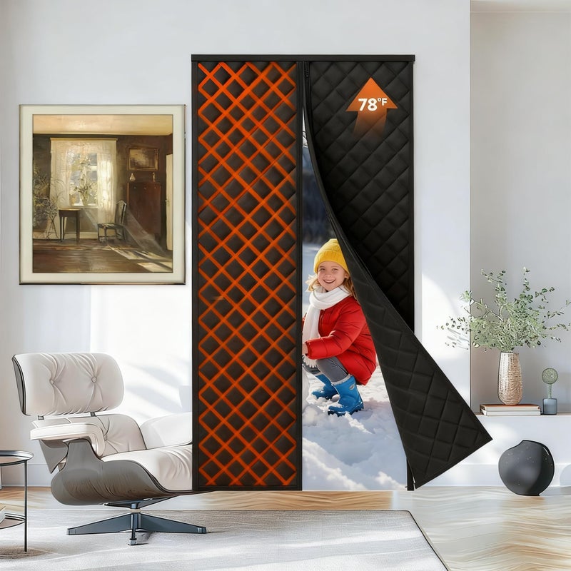 LCGOD Magnetic Thermal Curtain for Doors36 x 80 Insulated Winter Door CurtainFit for Sliding Glass DoorsBlocks Cold AirReduces NoiseRV Door CoverEnergy Saver - Image 2