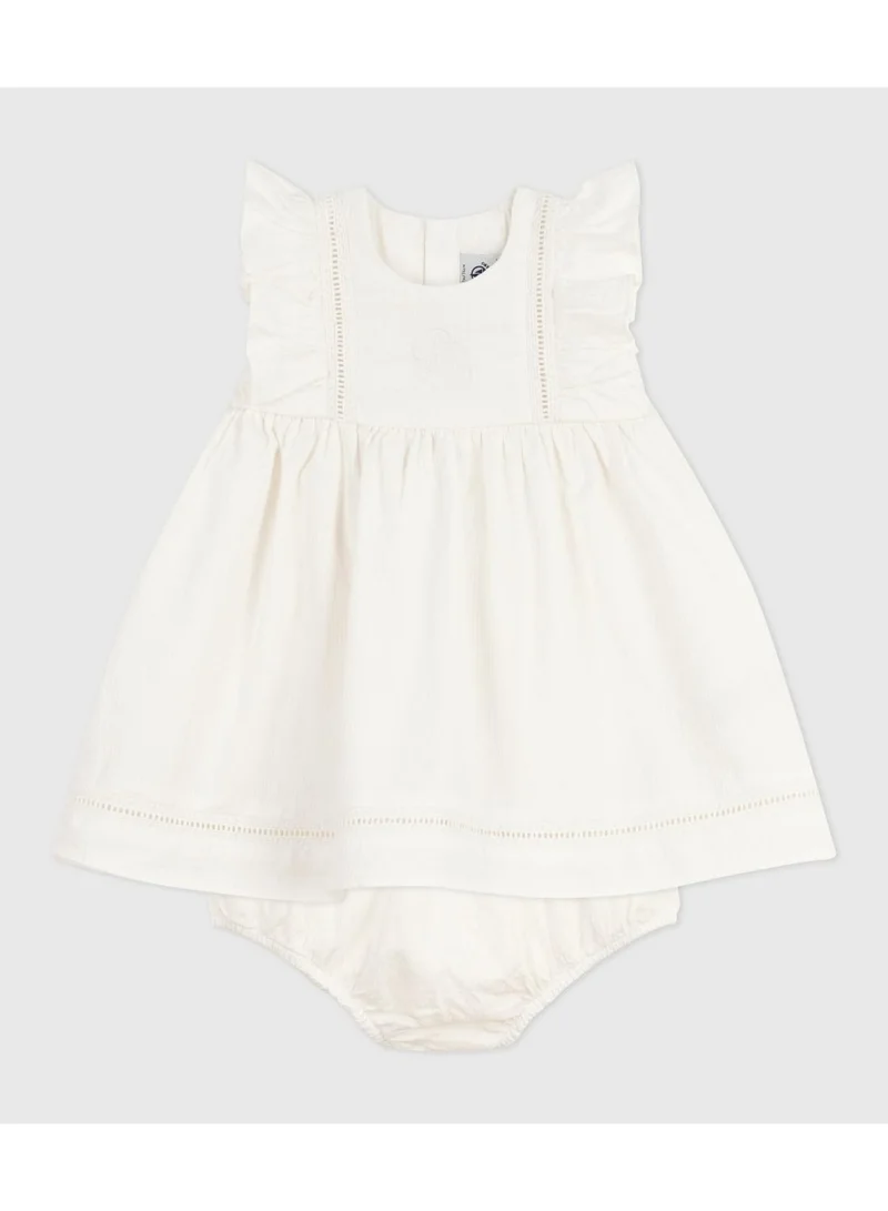 بيتي باتو Babies' plain and embroidered sleeveless cotton dress with matching bloomers