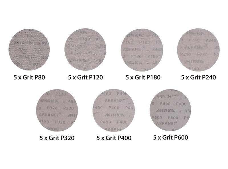 Mirka Abranet 6-Inch Sanding Disc Assortment - 35 Pack with Various Grits - Image 3