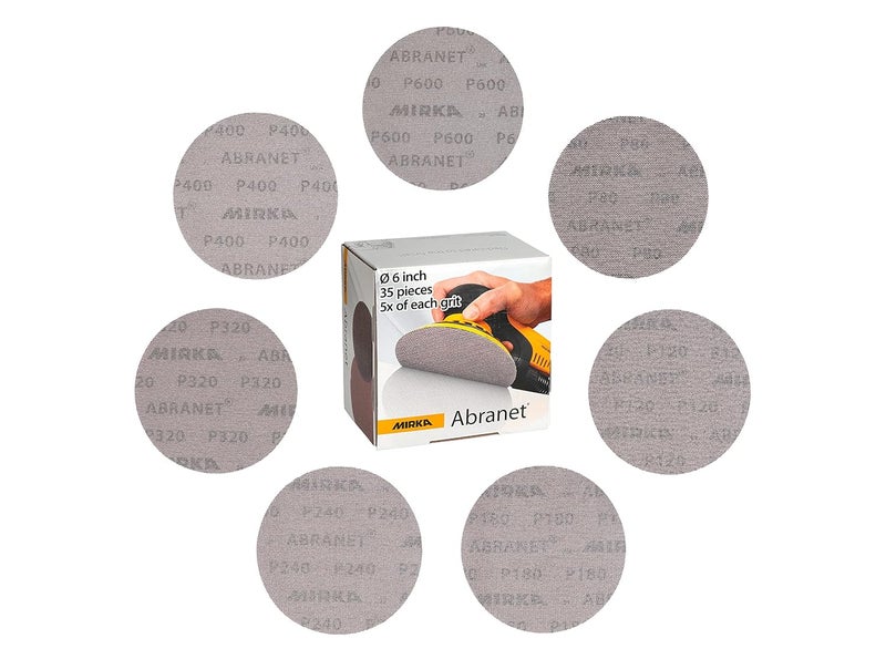 Mirka Abranet 6-Inch Sanding Disc Assortment - 35 Pack with Various Grits - Image 1