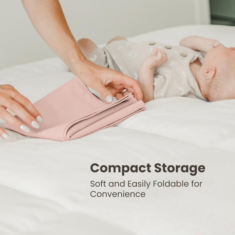 Konssy Faux Leather Baby Changing Mat, Waterproof, Wipeable & Portable Diaper Changing Pad for Travel or Home, Fits Perfectly in Diaper Bag, 30 x 17 inches (Blossom,Pink) - Image 4