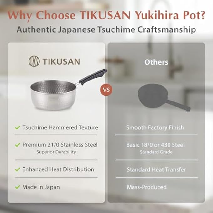 TIKUSAN Yukihira Pan Traditional Japanese Saucepan Stainless Steel Made In Japan With Two Sided Pour Spouts 87 Inch 22 Cm - Image 2