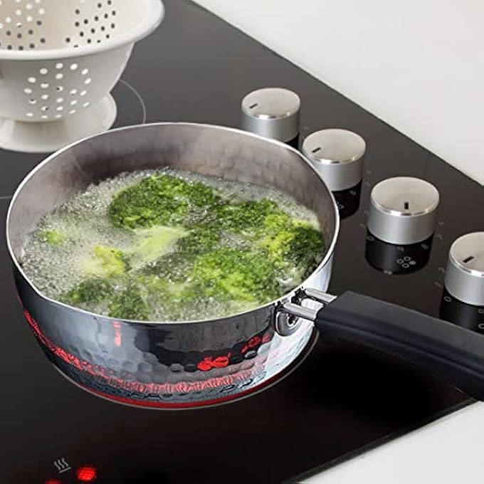 TIKUSAN Yukihira Pan Traditional Japanese Saucepan Stainless Steel Made In Japan With Two Sided Pour Spouts 87 Inch 22 Cm - Image 3