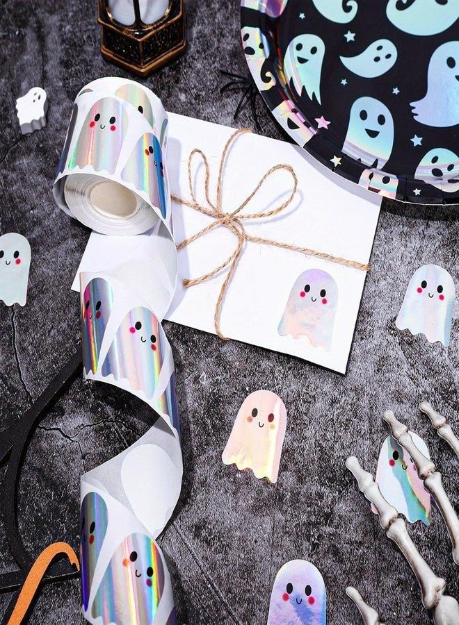 GRITOSE 500pcs Halloween Shy Ghost Stickers Rolls Cute Decor Laser Waterproof Self-Adhesive Sticker Decals Cartoon Kids Stickers for Halloween Party Supplies Student Reward Gift - Image 3