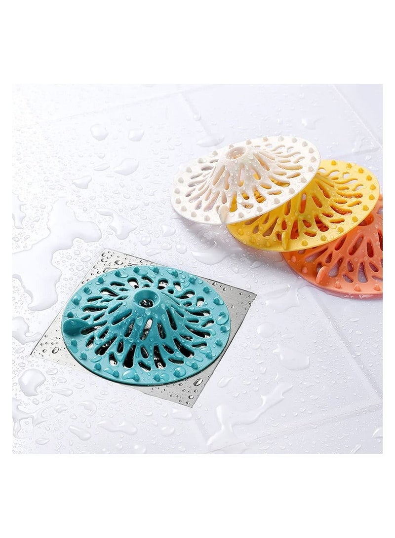 Sink Strainer, Silicone Drain Hair Catcher, Bathroom Shower Stopper, Protectors, Cover Trap Easy to Install and Clean (4 Pack) - Image 1