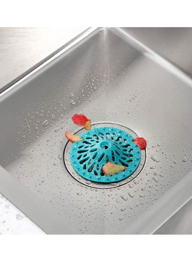 Sink Strainer, Silicone Drain Hair Catcher, Bathroom Shower Stopper, Protectors, Cover Trap Easy to Install and Clean (4 Pack) - Image 2