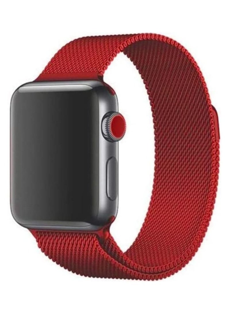 VITION Metal Magnetic Band for Apple Watch Milanese Loop 42mm 44mm 45mm, Stainless Steel Alloy Mesh Replacement Watch Strap for iWatch Series 7/SE/6/5/4/3/2/1 (Red) - Image 1