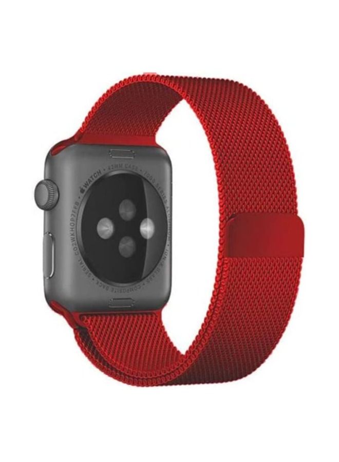 VITION Metal Magnetic Band for Apple Watch Milanese Loop 42mm 44mm 45mm, Stainless Steel Alloy Mesh Replacement Watch Strap for iWatch Series 7/SE/6/5/4/3/2/1 (Red) - Image 3