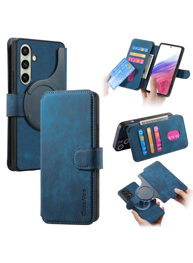 HuHa Case Cover For Samsung Galaxy A56 5G CaseNeo MagSafe RFID Anti-theft Retro Leather Phone Case(Blue) - Image 1