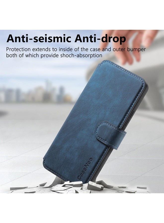 HuHa Case Cover For Samsung Galaxy A56 5G CaseNeo MagSafe RFID Anti-theft Retro Leather Phone Case(Blue) - Image 5