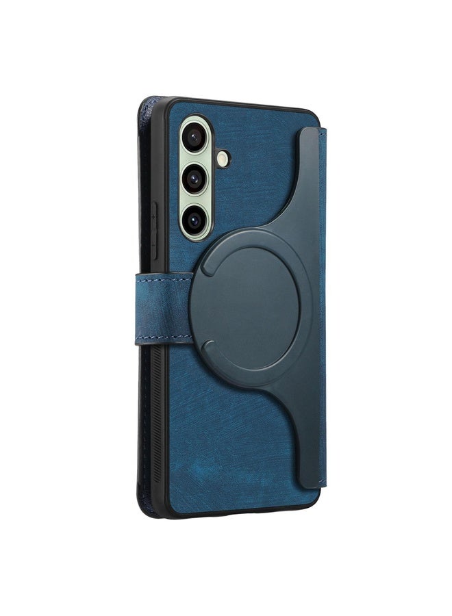 HuHa Case Cover For Samsung Galaxy A56 5G CaseNeo MagSafe RFID Anti-theft Retro Leather Phone Case(Blue) - Image 3