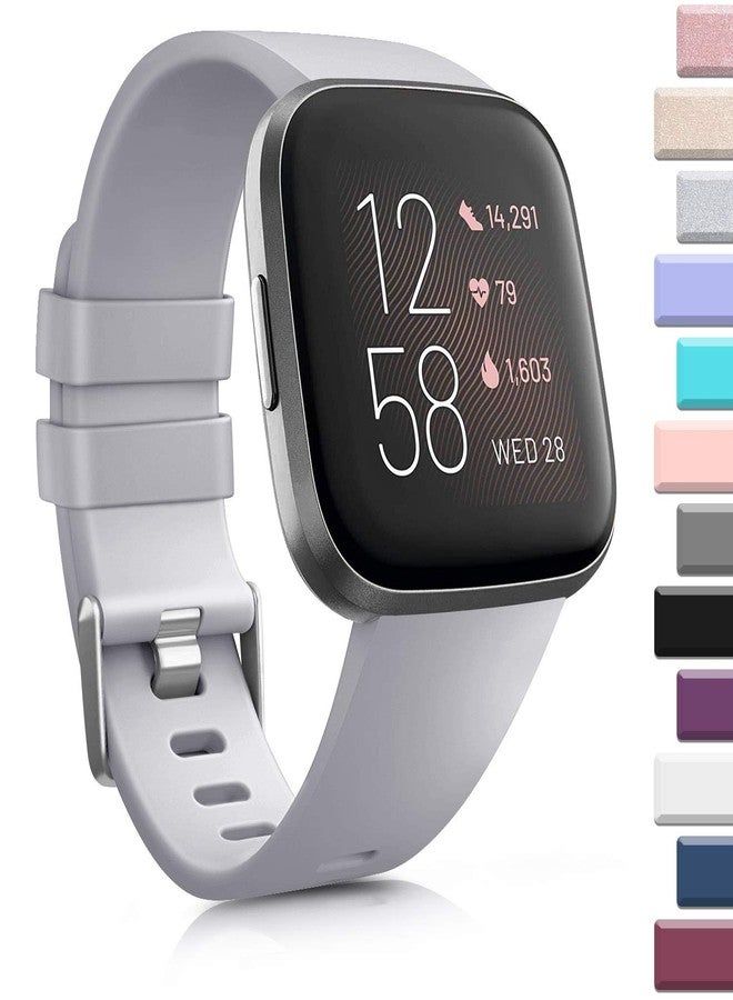 اي كي أساور AK الرياضية متوافقة مع ساعات Fitbit Versa/Versa 2/Versa SE، أساور معصم بديلة ناعمة متعددة الألوان لساعة Fitbit Versa Lite الذكية للرجال والنساء (أسود/أزرق داكن/رمادي، مقاس كبير) - Image 4