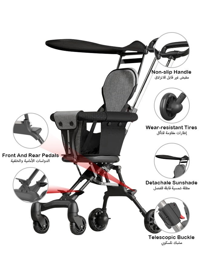 ​هايالكس​ عربة أطفال فردية قابلة للطي، عربة خفيفة الوزن مع مقعد دوار، عربة أطفال محمولة وقابلة للتعديل للسفر - Image 3