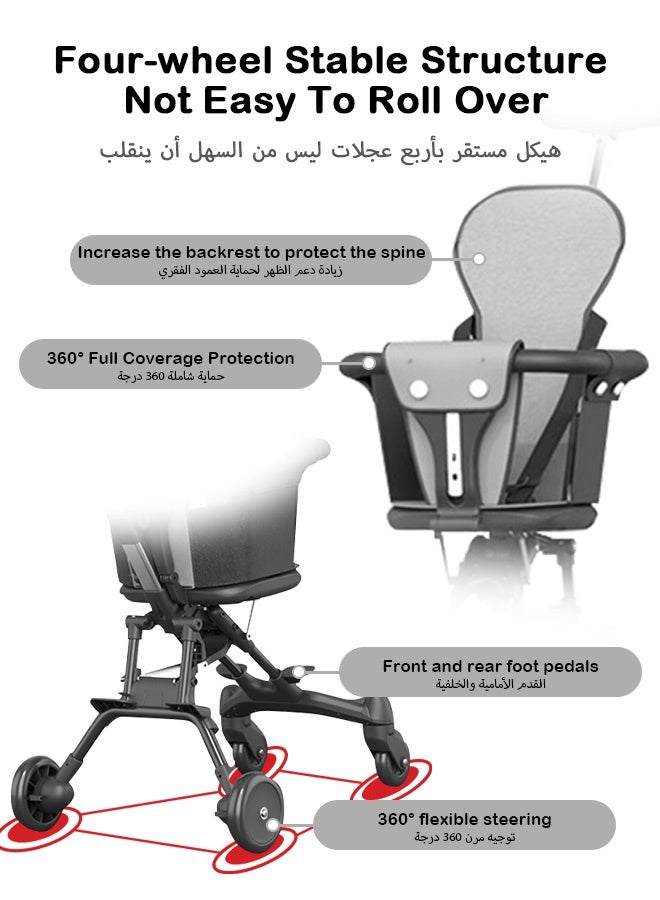​هايالكس​ عربة أطفال فردية قابلة للطي، عربة خفيفة الوزن مع مقعد دوار، عربة أطفال محمولة وقابلة للتعديل للسفر - Image 4