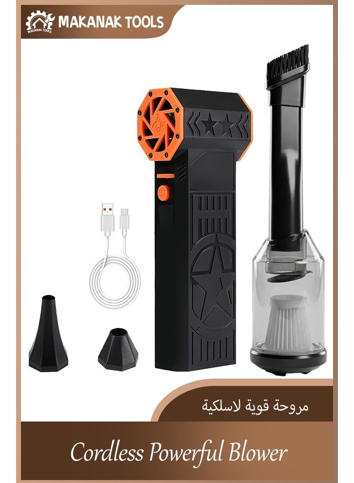Makanak Tools Rechargeable Electric Air Duster, Cordless Handheld Powerful Blower with 130,000 RPM Turbo Fan, Variable Speed for Electronics and Car Cleaning, Reverse Charging Power Bank (Black) - Image 1