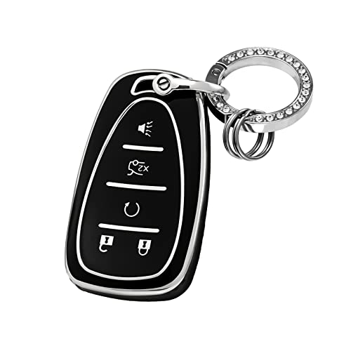 OFFCURVE for Chevy Key Fob Cover, Full Protection Car Key Fob Case for Chevrolet Malibu Equinox Camaro Cruze Tahoe Traverse Blazer Volt Bolt Smart Key Holder Car Accessories (4 Buttons, Black) - Image 1