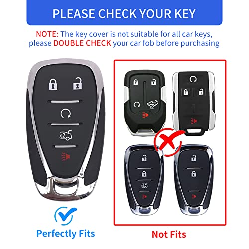 OFFCURVE for Chevy Key Fob Cover, Full Protection Car Key Fob Case for Chevrolet Malibu Equinox Camaro Cruze Tahoe Traverse Blazer Volt Bolt Smart Key Holder Car Accessories (4 Buttons, Black) - Image 2