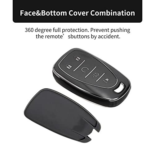 OFFCURVE for Chevy Key Fob Cover, Full Protection Car Key Fob Case for Chevrolet Malibu Equinox Camaro Cruze Tahoe Traverse Blazer Volt Bolt Smart Key Holder Car Accessories (4 Buttons, Black) - Image 4