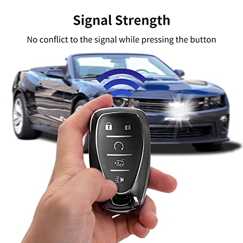 OFFCURVE for Chevy Key Fob Cover, Full Protection Car Key Fob Case for Chevrolet Malibu Equinox Camaro Cruze Tahoe Traverse Blazer Volt Bolt Smart Key Holder Car Accessories (4 Buttons, Black) - Image 5