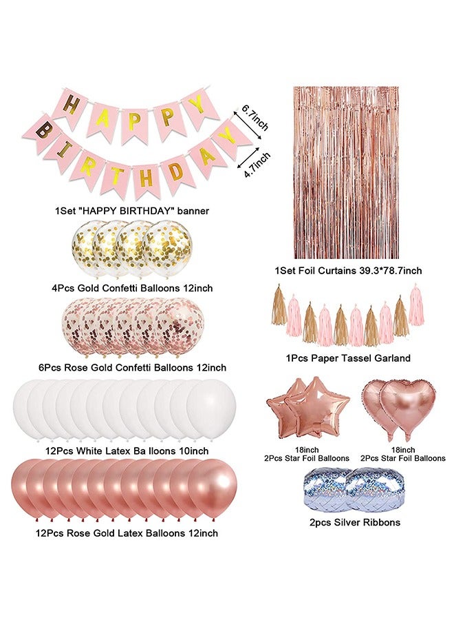 Haidue 44PCS Rose Gold Birthday Party Decoration Set Rose Gold Theme Party Decoration Happy Birthday Banner DIY Decoration Set - Image 2
