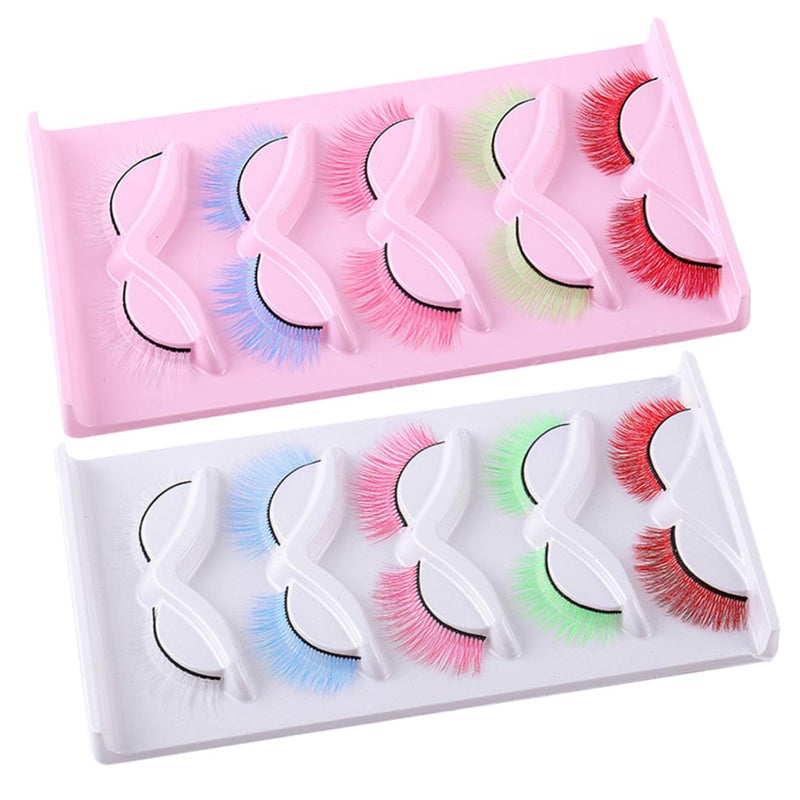 Colored False Eyelashes Multipack 2 Boxes, Synthetic Fiber Lash Extensions for Stage Makeup, Individual False Lashes Set for Performance and Party Use - Image 1