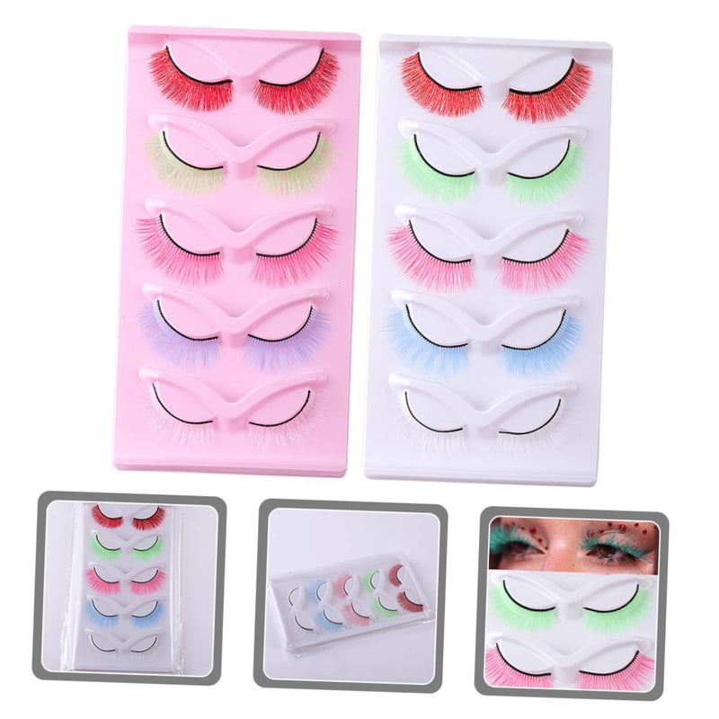 Colored False Eyelashes Multipack 2 Boxes, Synthetic Fiber Lash Extensions for Stage Makeup, Individual False Lashes Set for Performance and Party Use - Image 3