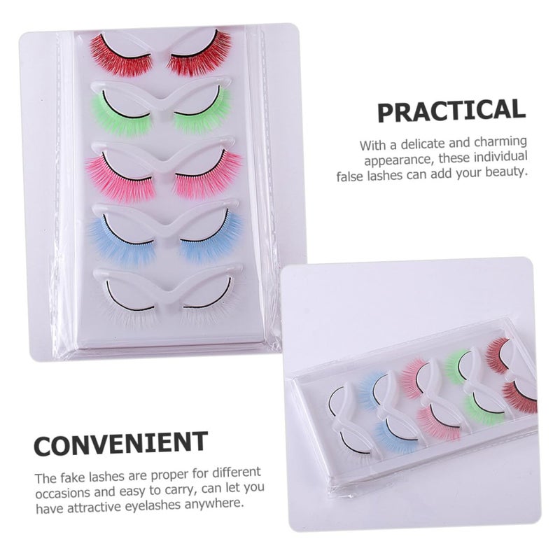 Colored False Eyelashes Multipack 2 Boxes, Synthetic Fiber Lash Extensions for Stage Makeup, Individual False Lashes Set for Performance and Party Use - Image 2