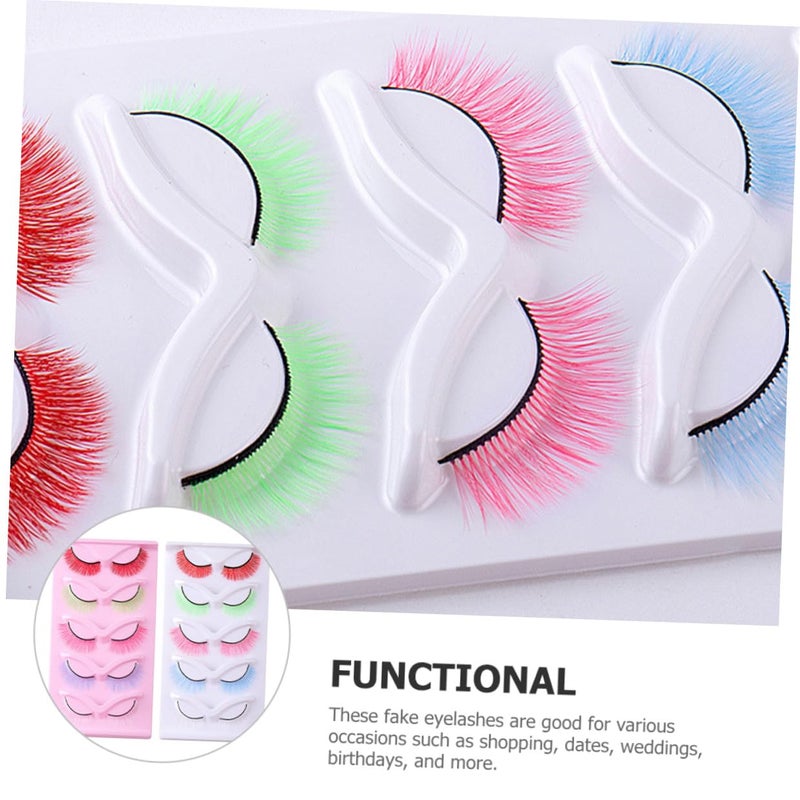 Colored False Eyelashes Multipack 2 Boxes, Synthetic Fiber Lash Extensions for Stage Makeup, Individual False Lashes Set for Performance and Party Use - Image 4