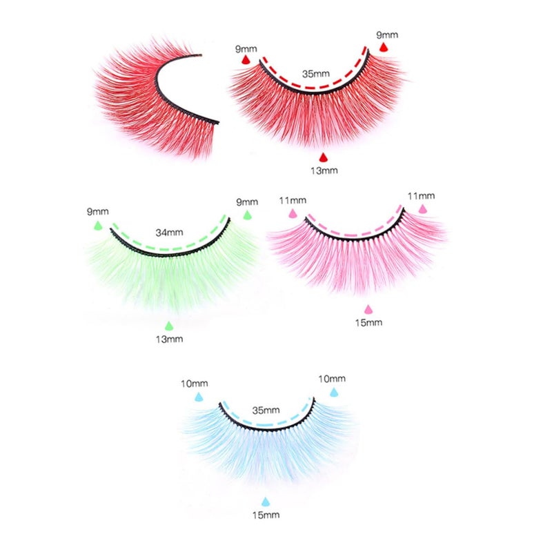 Colored False Eyelashes Multipack 2 Boxes, Synthetic Fiber Lash Extensions for Stage Makeup, Individual False Lashes Set for Performance and Party Use - Image 5