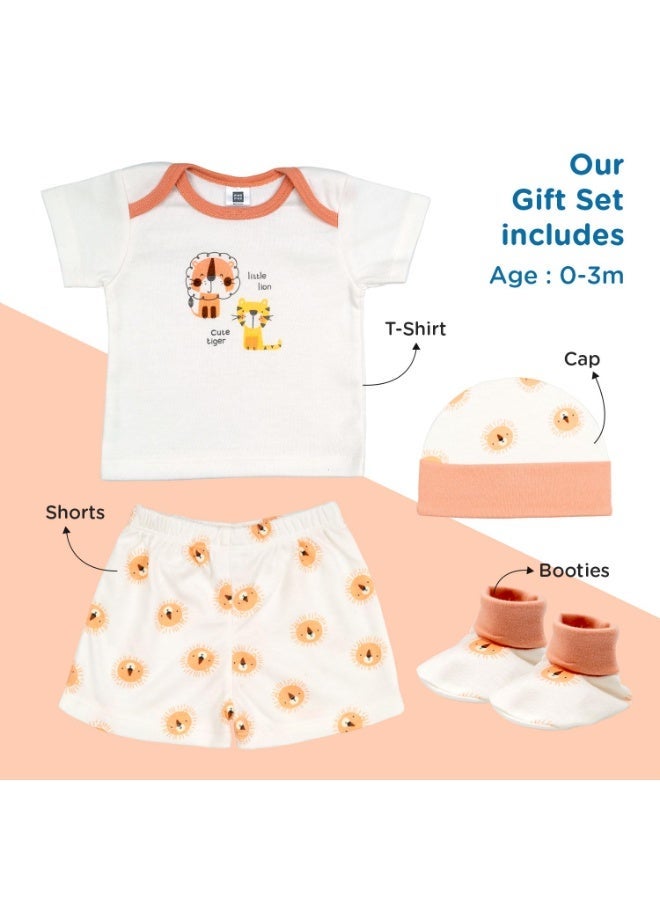 Mee Mee New Born Baby Gift Set | Soft Cotton Clothing Essentials for Infants/Baby Girls, Boys | Baby Shower Clothing Hamper (4 Pieces, Orange)| Ideal Gift for New Born Baby - Image 2