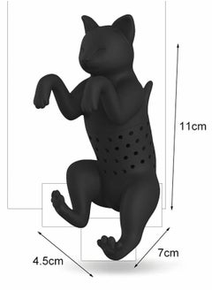Y&D Cat Tea Infuser, Silicone Strainer, Filter,Tea Ball, Cute Shape, Filter, Reusable Cartoon 100% BPA (Grey and Black) Pack of 2  - Image 5