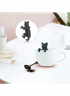 Y&D Cat Tea Infuser, Silicone Strainer, Filter,Tea Ball, Cute Shape, Filter, Reusable Cartoon 100% BPA (Grey and Black) Pack of 2  - Image 3