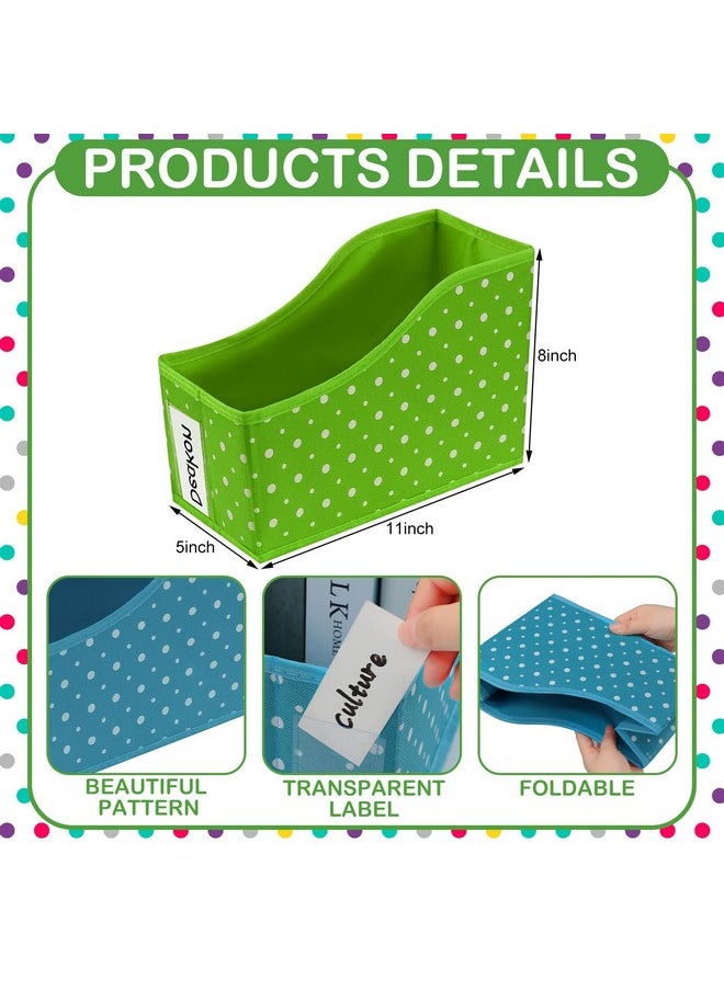Glenmal - 6 Pcs Classrom Book Storage Bins Bulk Oxford Fabric Cloth Foldable Polka Dots Book Boxes For Classroom Book And Paper Storage Container Bin For Classroom Library Kids Room Office - Image 1