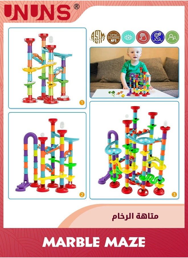 UNUNS Marble Run Set For Kids,142 Pcs Marble Maze Track Race Game,Construction Buliding Blocks Toys,STEM Maze Educational Race Game,Birthday Gifts Maze Toy For Boys Girls Age 3 to 12  - Image 3