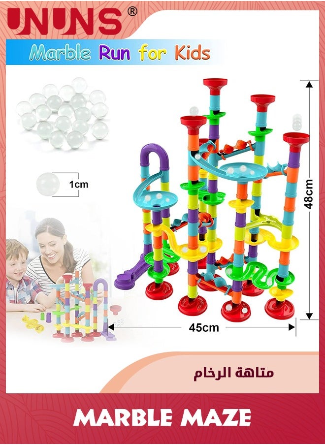 UNUNS Marble Run Set For Kids,142 Pcs Marble Maze Track Race Game,Construction Buliding Blocks Toys,STEM Maze Educational Race Game,Birthday Gifts Maze Toy For Boys Girls Age 3 to 12  - Image 4