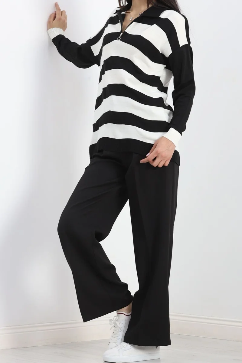 Bofa Zipper Detailed Striped Knitwear Blackbone - 11171.1577.