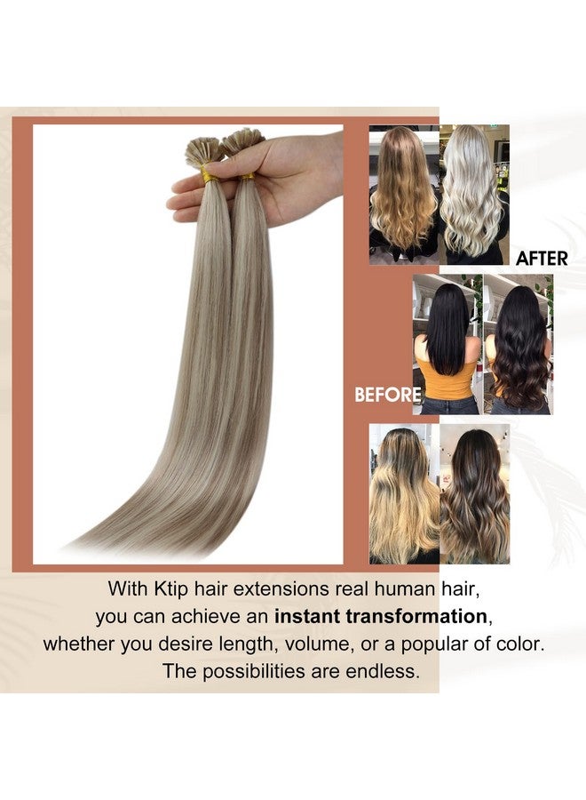 Full Shine Keratin Tip Hair Extensions Human Hair Color 18/613 Ash Blonde And Blonde Keratin Bond Human Hair Extensions 24 Inch Long Hair Extensions 50Gram Straight Natural Hair Extensions for Women - Image 4