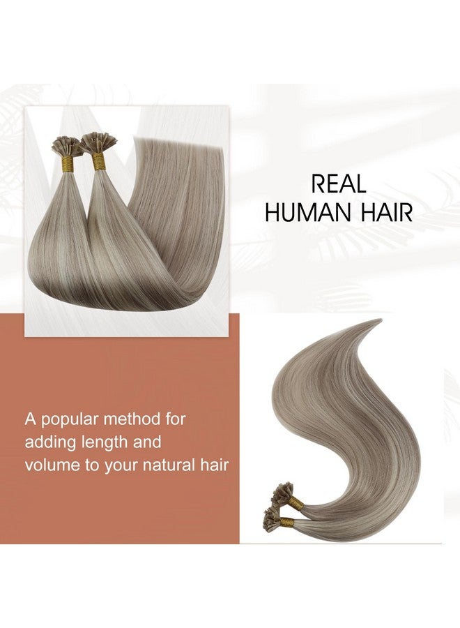 Full Shine Keratin Tip Hair Extensions Human Hair Color 18/613 Ash Blonde And Blonde Keratin Bond Human Hair Extensions 24 Inch Long Hair Extensions 50Gram Straight Natural Hair Extensions for Women - Image 3