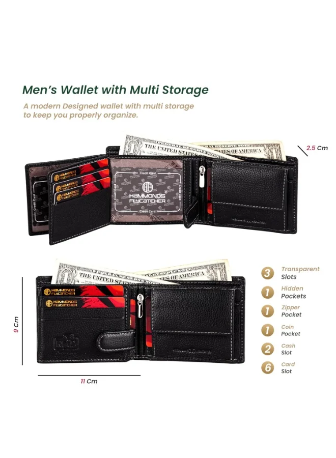 HAMMONDS FLYCATCHER Genuine Leather Premium 5 in 1 Mega Gift Combo Gifts Set for Men & Colleagues - Men's Wallet, Ladies Wallet, Passport Holder, Men's Belt & Keyring - Blics Black