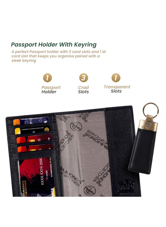HAMMONDS FLYCATCHER Genuine Leather Premium 5 in 1 Mega Gift Combo Gifts Set for Men & Colleagues - Men's Wallet, Ladies Wallet, Passport Holder, Men's Belt & Keyring - Blics Black - Image 5
