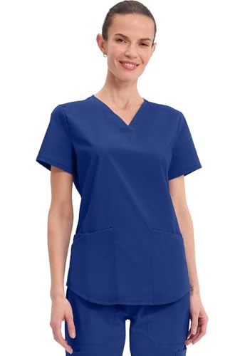 CHEROKEE Workwear Professionals Women Scrubs Top V-Neck WW665, M, Galaxy Blue - Image 1