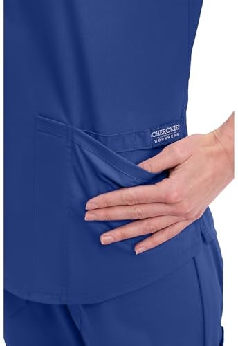CHEROKEE Workwear Professionals Women Scrubs Top V-Neck WW665, M, Galaxy Blue - Image 2