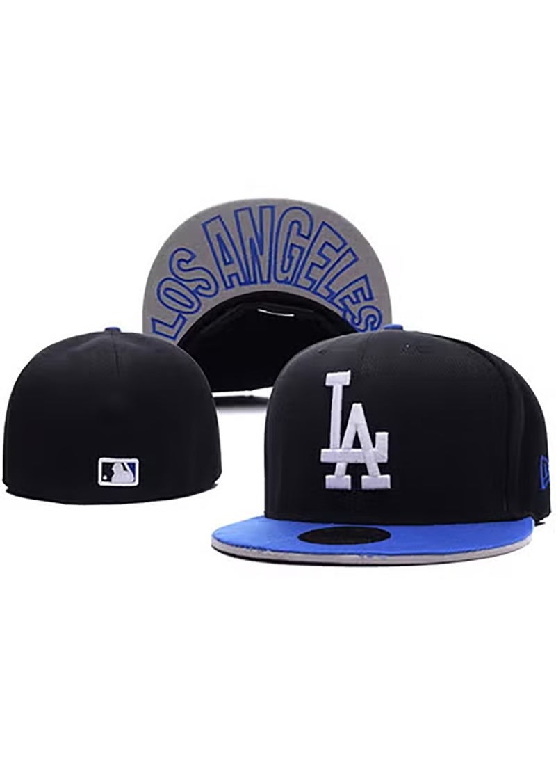 NEW ERA MLB Los Angeles Dodgers LA Logo Black - Blue Color - Blocked Flat - Brim Baseball Cap, 60.6cm 