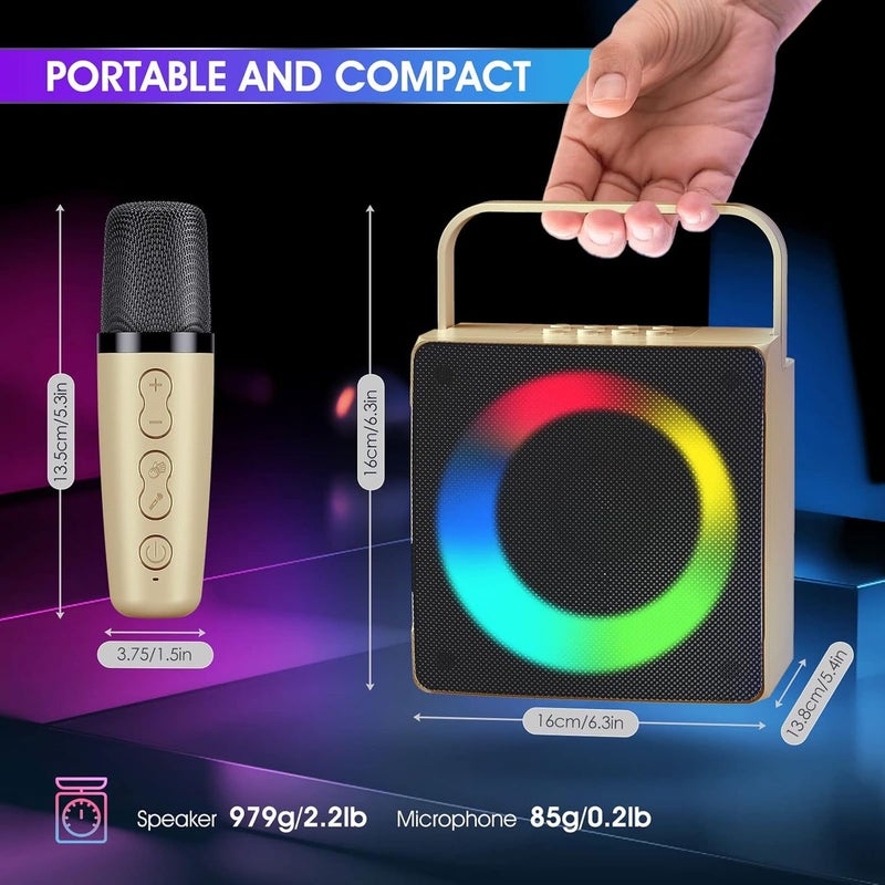 Smart Berry Kids Bluetooth Karaoke Speaker System with 2 Wireless Mics  Portable LED Karaoke Machine for Fun Parties & Events - Image 2