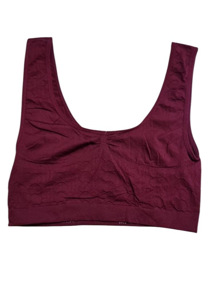 Women's Polyester Non-Wired Soft Top Sports Bra Free Size Red 
