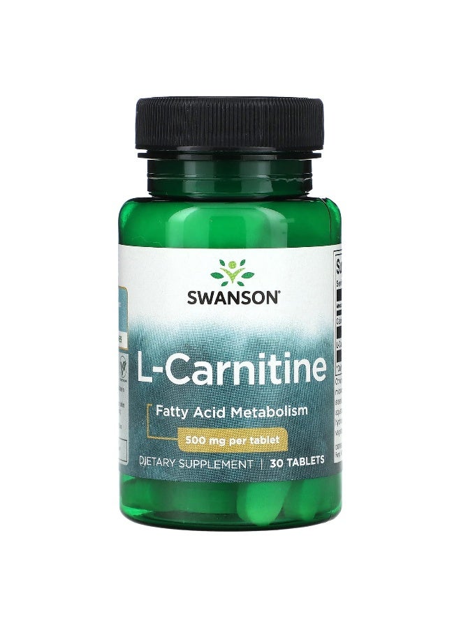 SWANSON Swanson, L-Carnitine, 500 mg, 30 Tablets 